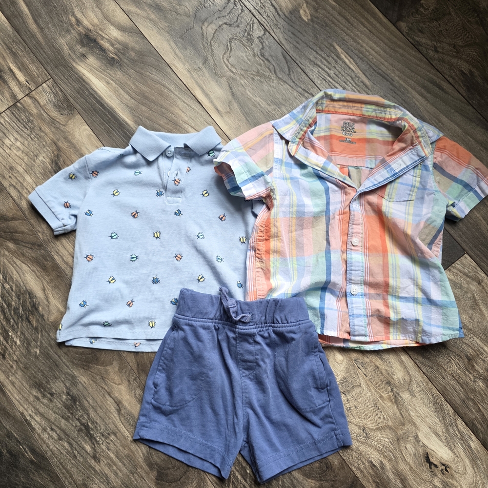 Falls Creek Kids' Blue and Plaid Polo Set